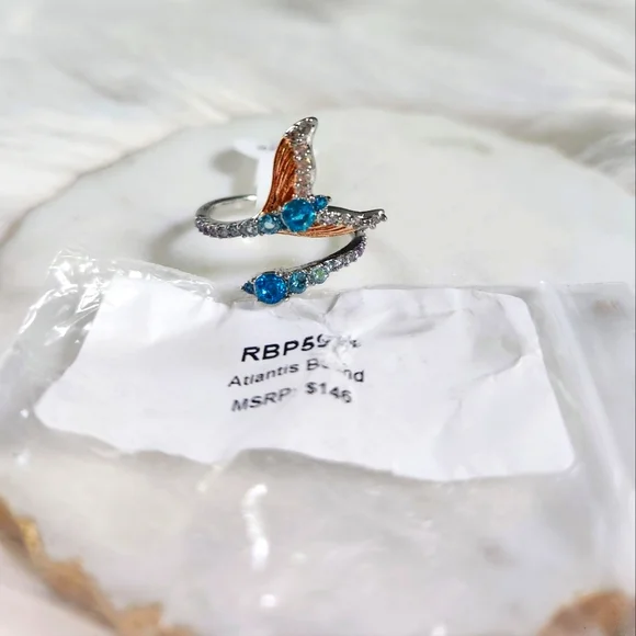 NWT Bomb Party 'Atlantis Bound' Mixed Metal Multicolor Wrap Ring - Size 9 - Picture 3 of 11